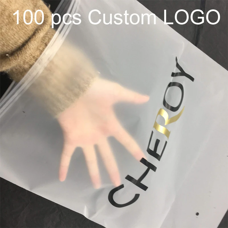 

Custom own logo printed clothing garment clothes t shirt packing zipper frosted plastic packaging bag