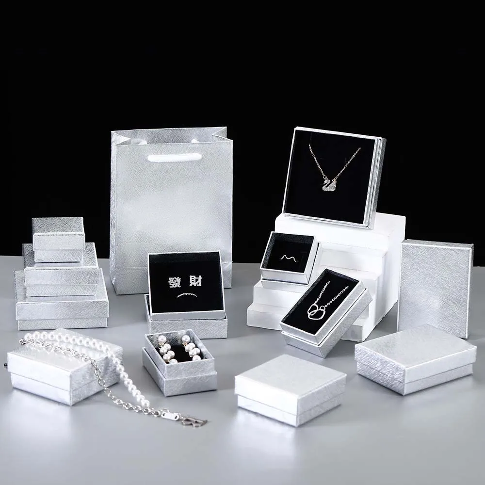 

24Pcs Gold Silver Paper Jewelry Packaging Boxes For Necklace Bracelet Watch Gift Package Wedding Favors Cases Organizer Storge
