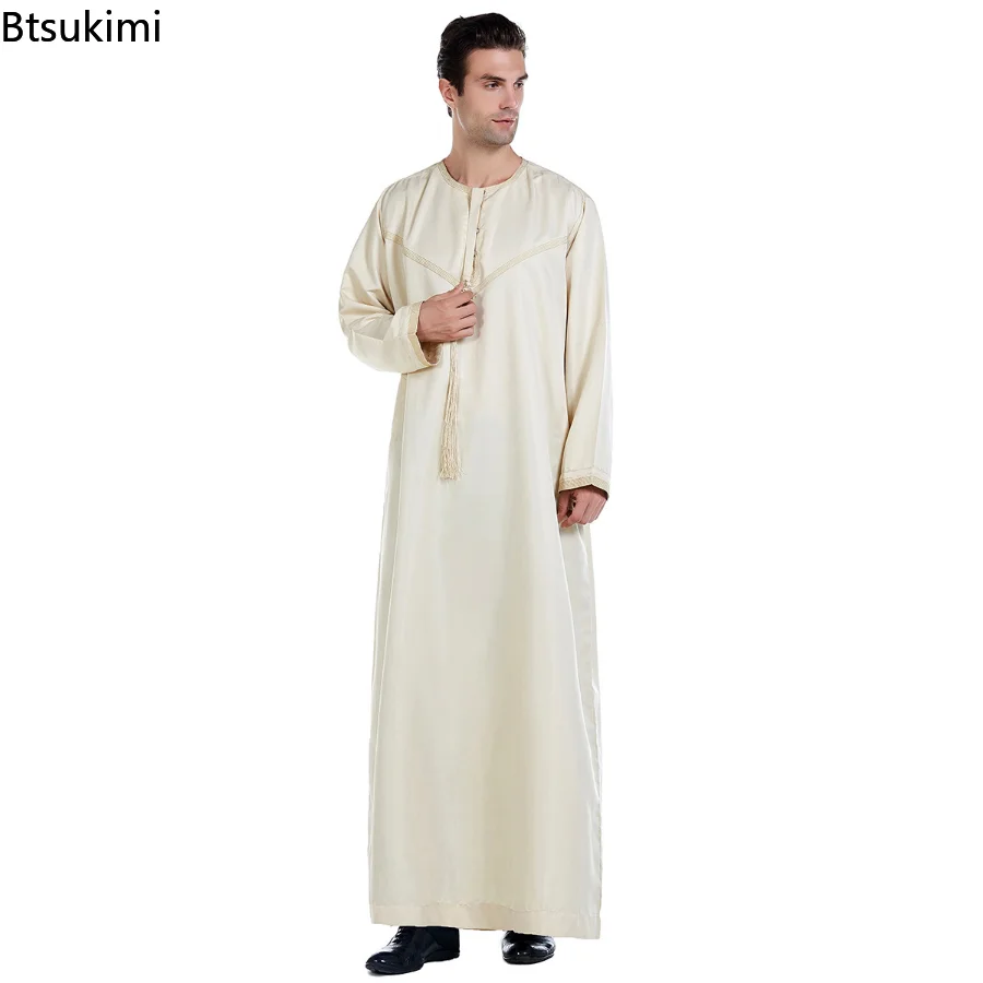 Muslim Men Ramadan Clothing Jubba Thobe Long Dress Pakistan Dubai Arab Djellaba Kaftan Abaya Islamic Prayer Robe Worship Service