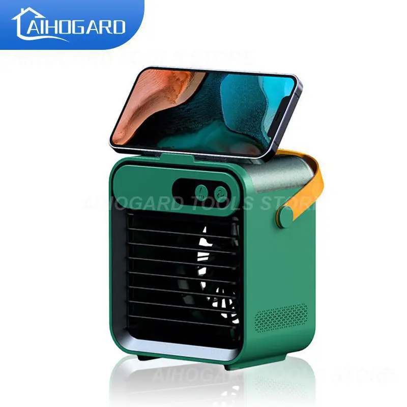 

Humidifier Large Capacity Mobile Phone Stand Design Electric Fan Portable Bass Operation Air Cooler Air Conditioner