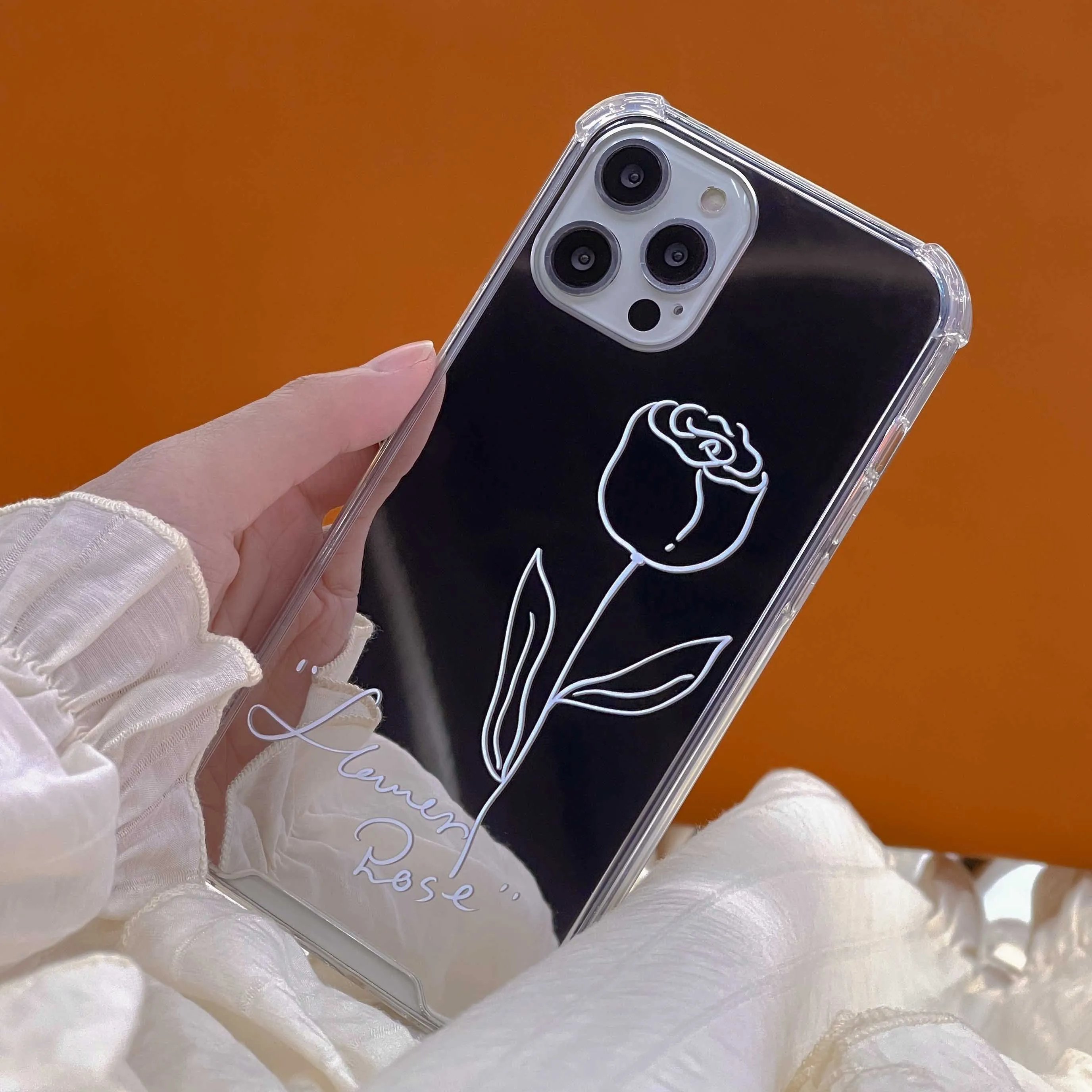 Чехол для телефона с линией розы Iphone 13Pro XR 11 12 13 Pro Max XS XSMAX X 12ProMax чехол зеркалом INS