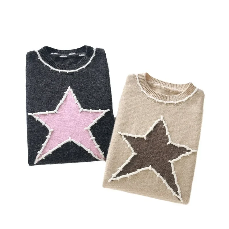 Женский плотный Свободный пуловер с круглым вырезом в европейском стиле |