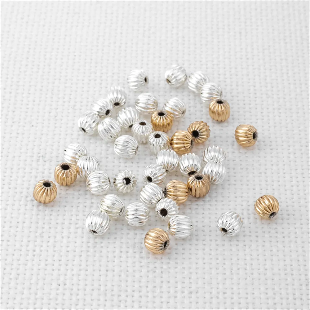 

14K Gold Plated Copper Beads Pumpkin Hollow Melon Beads Spacer Beads For DIY Jewelry Making Components Bracelets Accessories