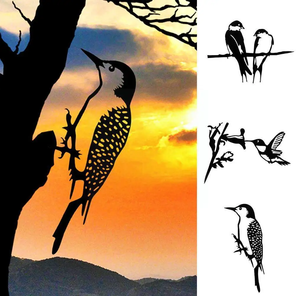 

Металлическая искусственная статуя птиц Woodpecker, уличная садовая имитация заднего двора, украшение в виде животного, фигуры, ветка птиц U0u3