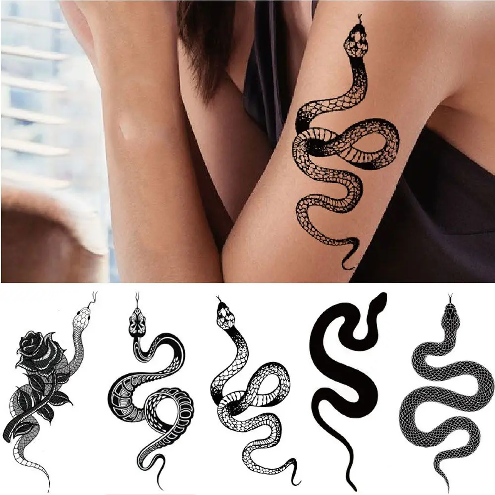 

Fashion Fake Tattoo Various Easy To Use Snake Geometrical Art Temporary Tattoos Black And White