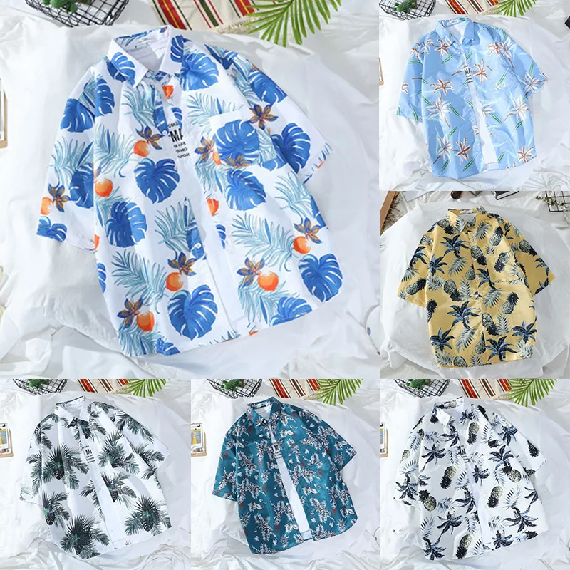 Пятиточечная Цветочная рубашка Пляжная футболка с коротким рукавом новинка 2020