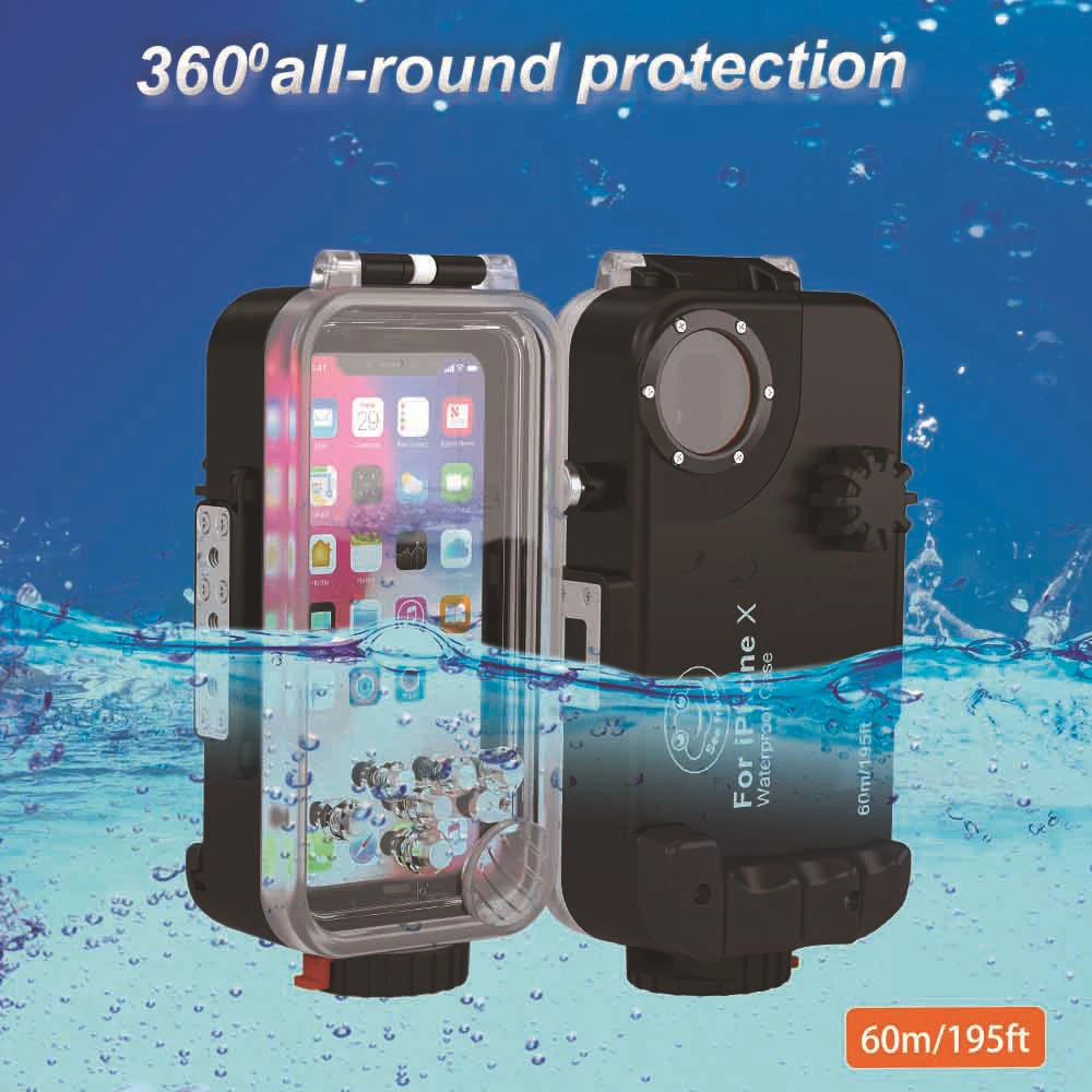 Diving Case Waterproof Housing Professional Diving Underwater Photography 60M Phone Accessrories Shell For IOS 6/7/8/X/XR/XS