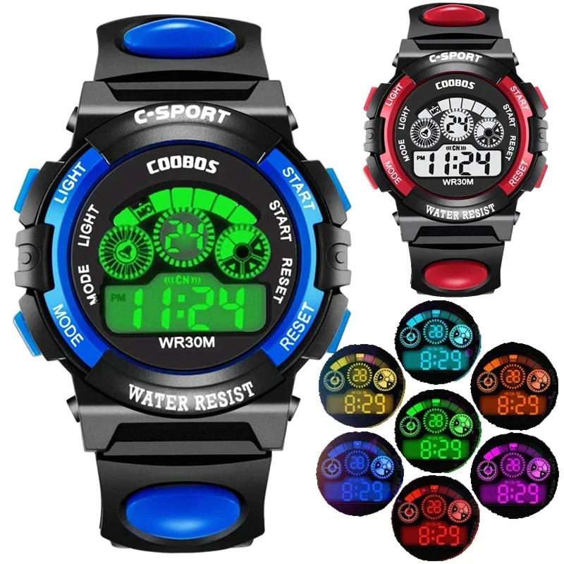 

Colourful LED Lights watch Flashing Glow Up Boys Girls Kids Children's Day Party Gifts Digital Electronic Luminous Watches Clock