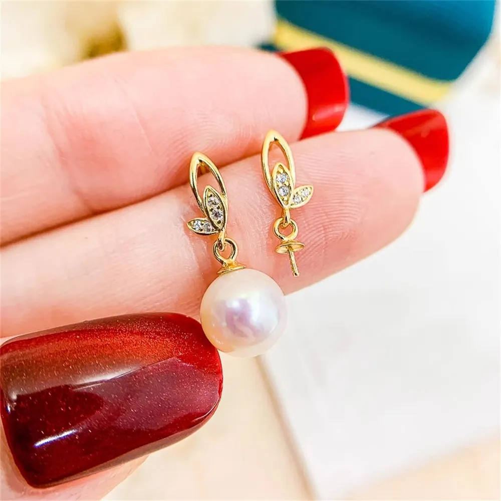 Жемчужные аксессуары сделай сам серьги-гвоздики из чистого серебра пробы пустые