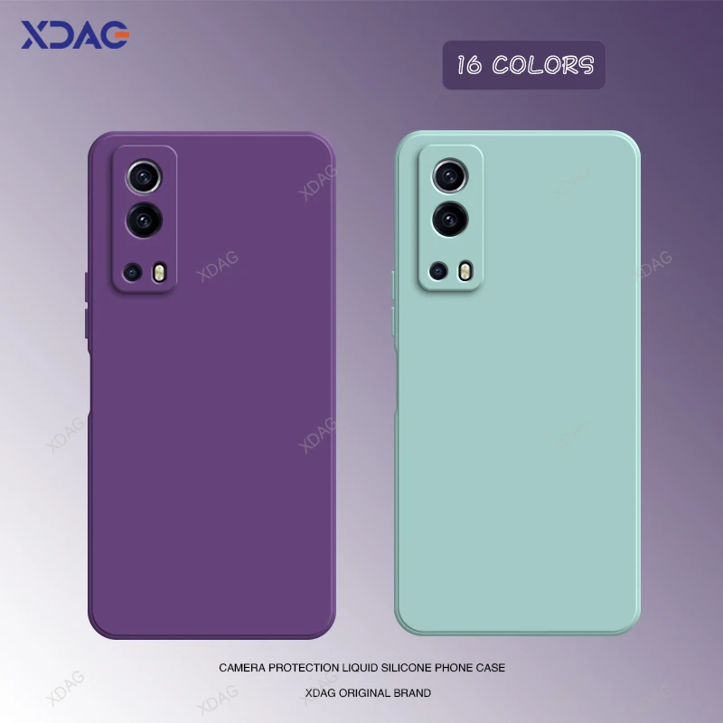 Фото Оригинальный квадратный жидкий силиконовый чехол для VIVO Y72 5G 6,58 