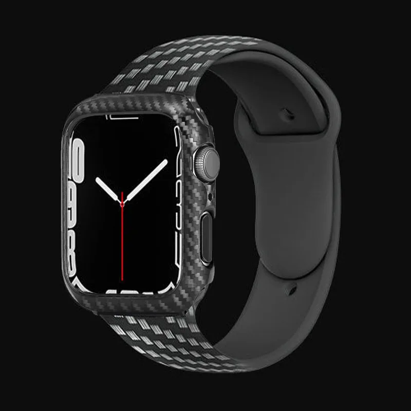 

Чехол из углеродного волокна и ремешок для Apple Watch band 44 мм 40 мм 45 мм/41 мм 42 мм 38 мм, силиконовый браслет correa iwatch series 3 5 6 SE 7