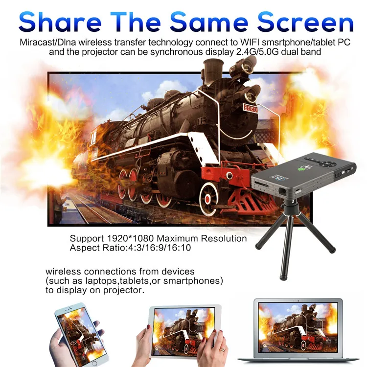 Карманный проектор c2 dlp портативный Wi-Fi Android 6 1G/8G светодиодный домашний кинотеатр