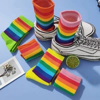 5pairslot colourful rainbow cotton sock for women streetwear comfortable ladies socks