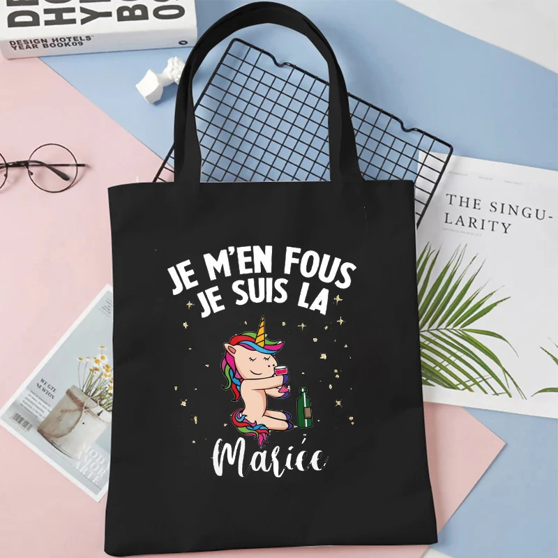 Temoin De La Mariee сумка через плечо с французским принтом Единорог Невесты Девичник