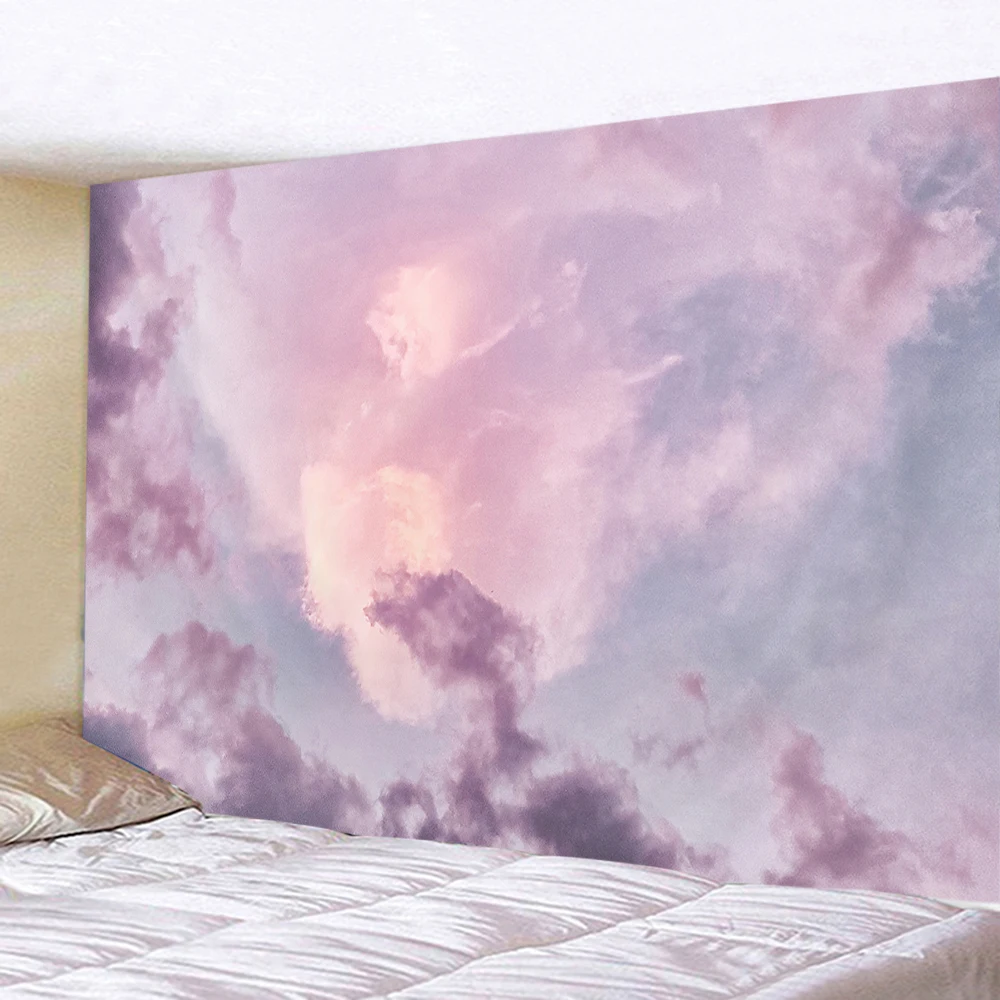 

Pink Sky Cloud Kawaii Home Decoration Beautiful The Great Wave Landscape Tapestry Wall Hanging For Living Room Bedroom Blanket