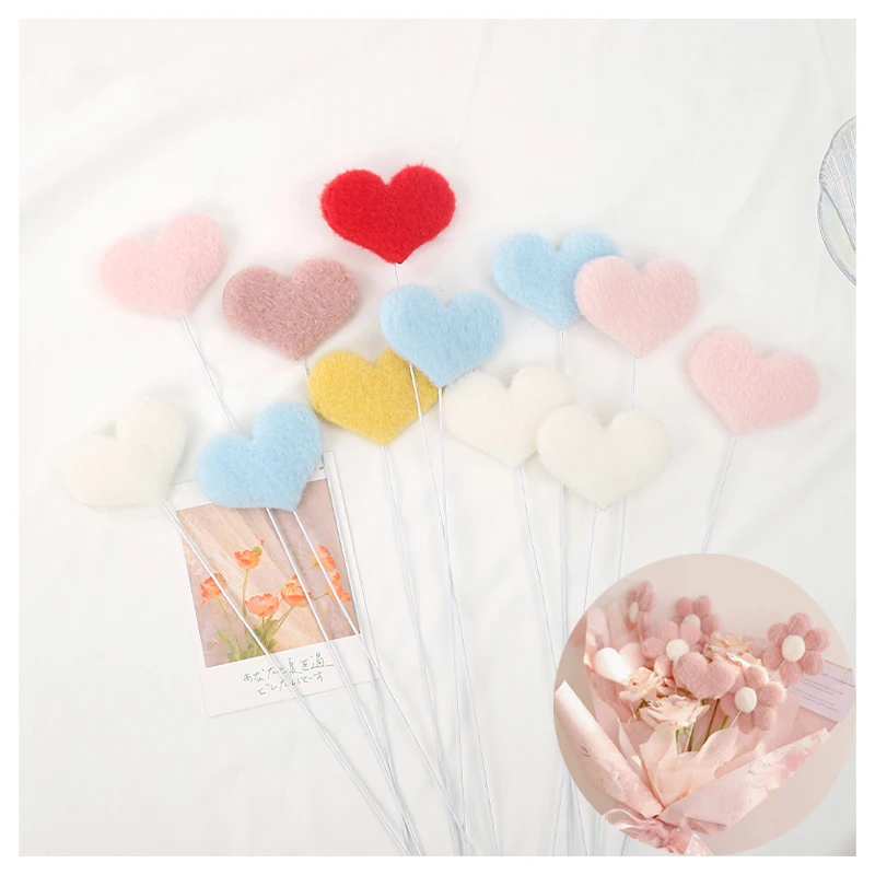 

10 Pieces Cute Love Heart Flower Arrangement Diy Bouquet Decoration Topper Felt Material Accessories