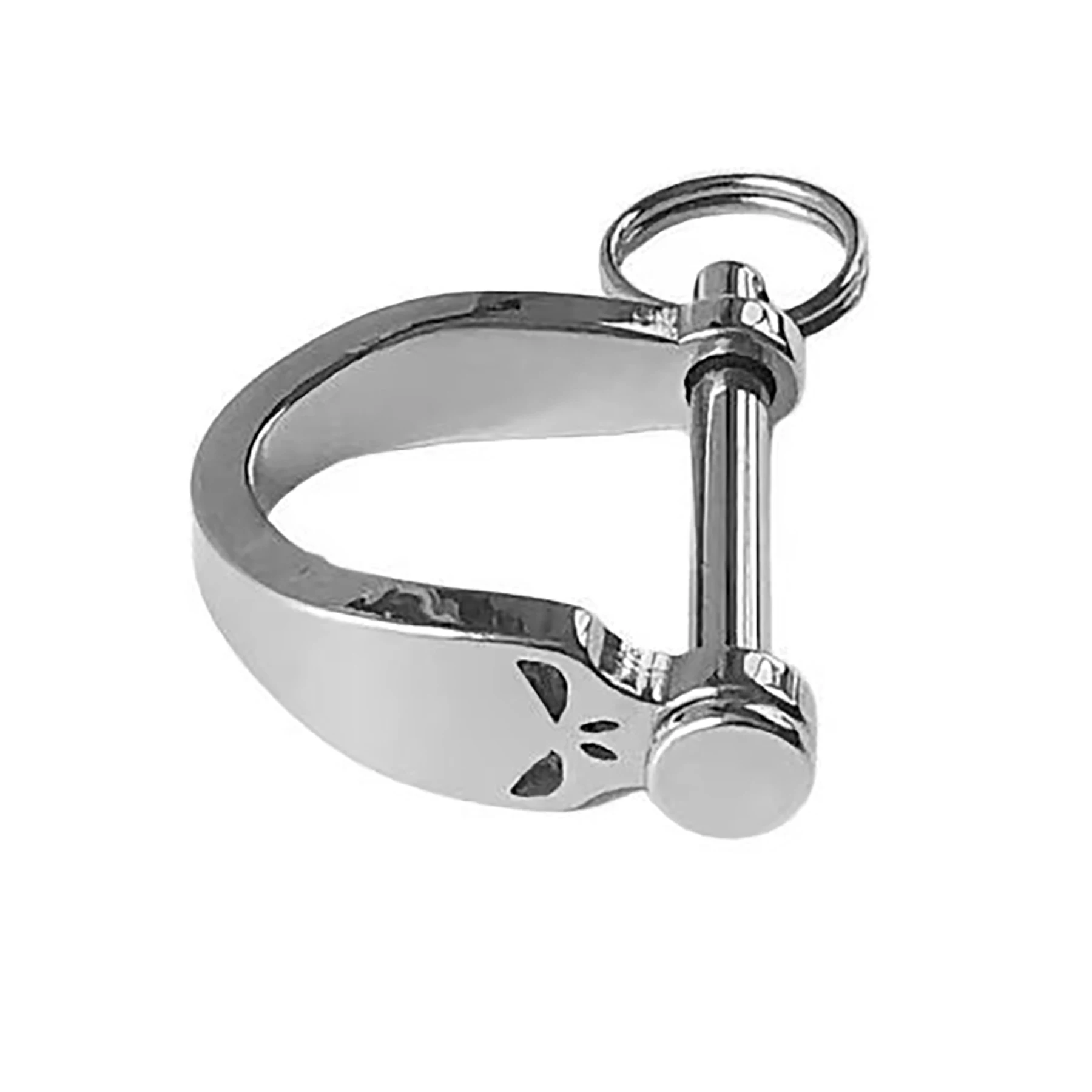 

unique mirror polished small 0.8 inch 304 stainless steel pin lock punisher skull bow U Shackle Joint Connector FOB KeyChains