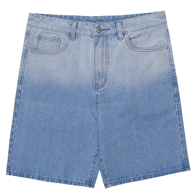 

Denim Shorts Mens Casual Gradient Cotton Jeans Shorts 2022 Summer Oversize Drawstring Streetwear Wide Leg Denim Shorts