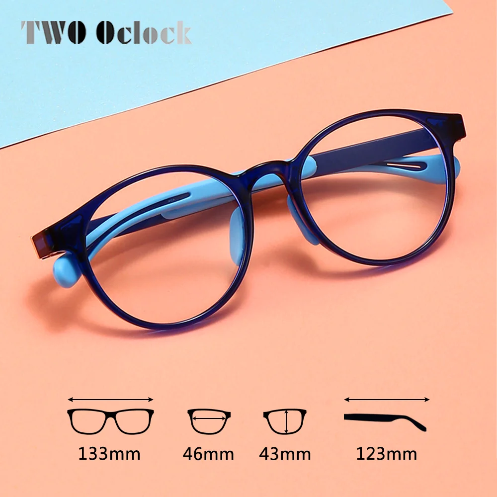 Flexible TR90 Kids Eyeglass Frames For Boys Girl Round Anti Blue Light Eye Glasses Child Spectacle 0 Diopter Optic Prescription