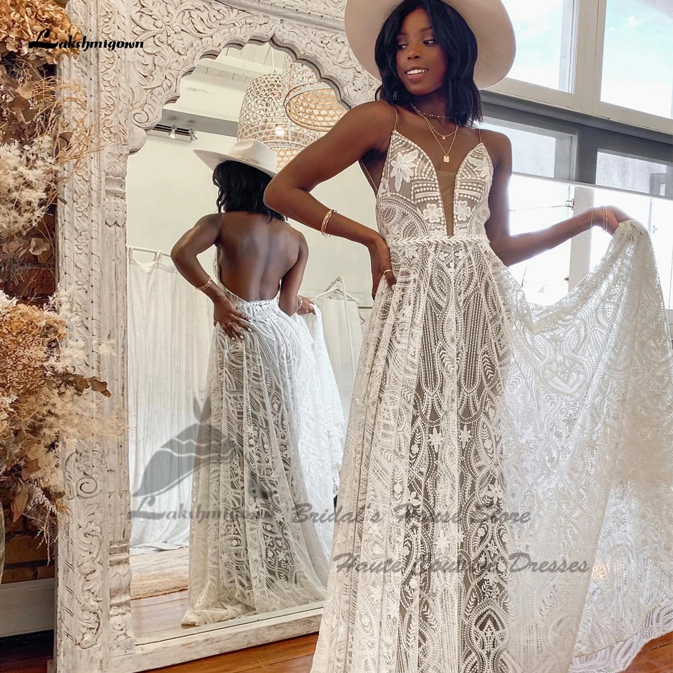 

Женское свадебное платье с юбкой годе, элегантное богемное кружевное платье с длинным рукавом и открытой спиной, платье невесты, 2022