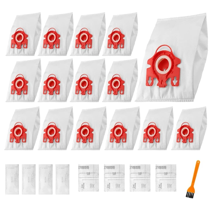 

15 Pack Vacuum Cleaner Airclean Filter Bags Replacement For Miele FJM Vacuum Compact S400I S658 S5000 Series With 8 Filter