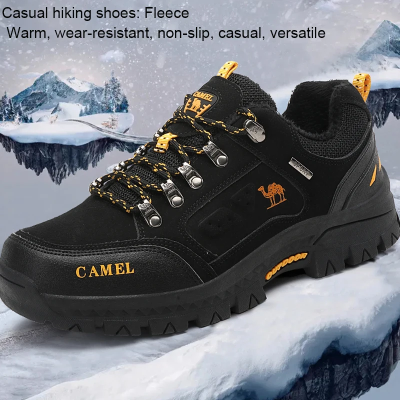 Men's Hiking Shoes Fleece To Keep Warm In Winter Outdoor Mountaineering Wear-resistant Men Walking Hunting Tactical Sneakers