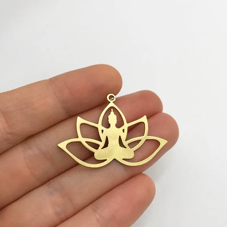 

2/6/12/24pcs Brass Buddha Charm, Buddha in Lotus Charm Pendant, Om Charm, Namaste Meditation Yoga Charms Jewelry Supplies