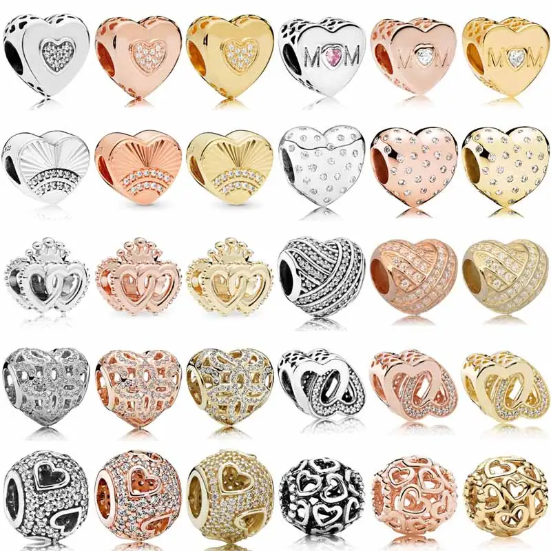 

Fashion Openwork Romantic Heraldic Mother Open You Heart Fan of Love Charm 925 Sterling Silver Beads Fit Bracelet DIY Jewelry