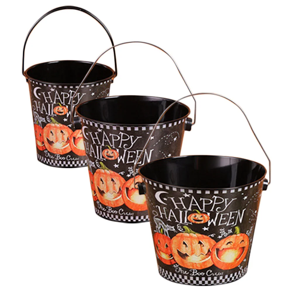 

Treat Bucket Candy Portable Buckets Simple Design Jars Candy Jar Tinplate Holder Small Handheld Treats Festival