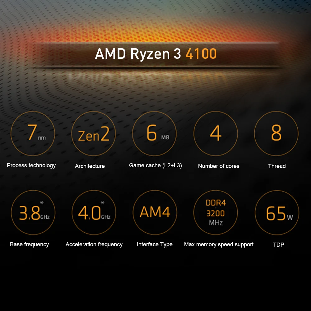 Новый игровой Процессор AMD Ryzen 3 4100 R3 Socket AM4 4-Core 8-Thread 65 Вт 7NM DDR4 аксессуары для
