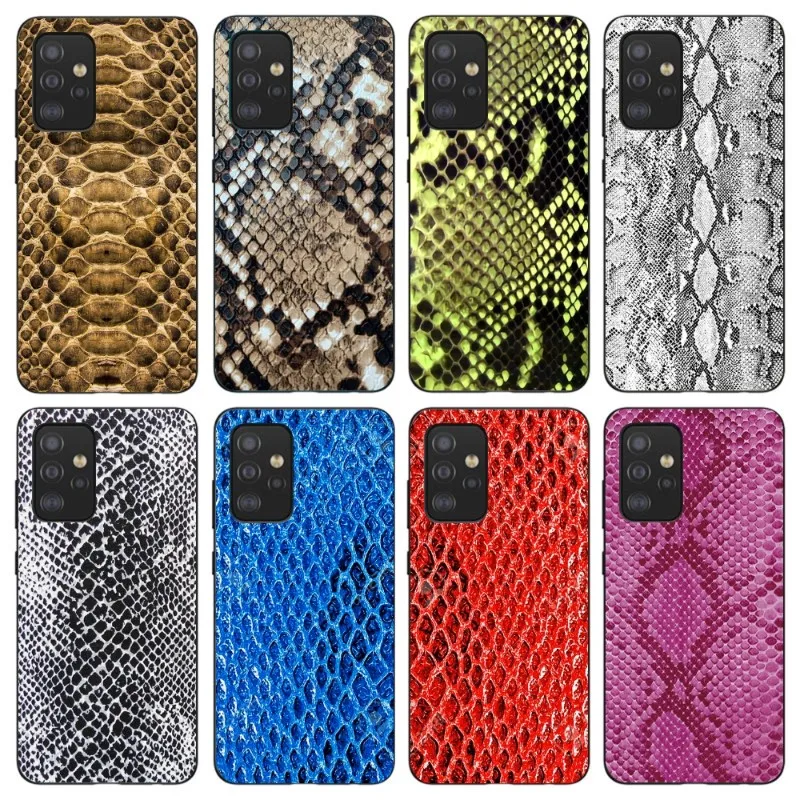 Snake Skin Phone Case For Samsung Galaxy S6 S7 S8 S9 S10 S21 S22 Plus Ultra Soft Black Phone Cover