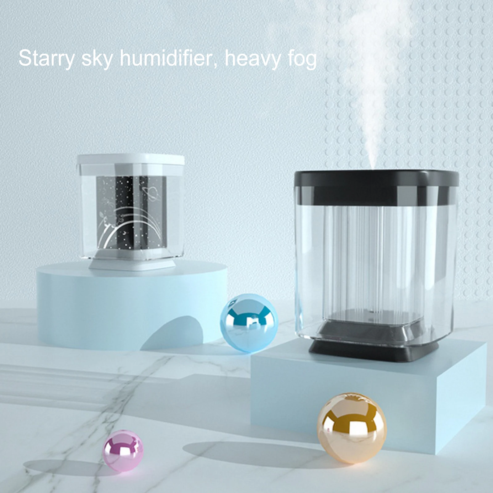 

2 In 1 Starry Sky Projection Night Light Mini Ultrasonic Humidifier with 1000ml Water Tank Ultra-quiet Humidifier for Bedroom