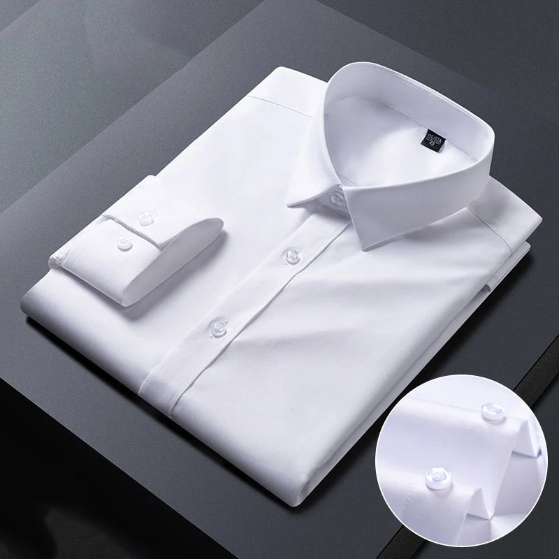 New men's shirt autumn bamboo fiber solid color long-sleeved shirt no ironing comfortable elastic men's casual sweat-absorbing b