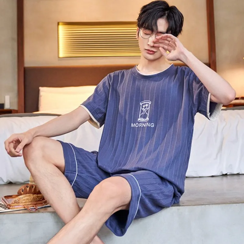 

Summer Men Pajamas Short Sleeve Male Pajama Set For Men Sleepwear men's pajamas