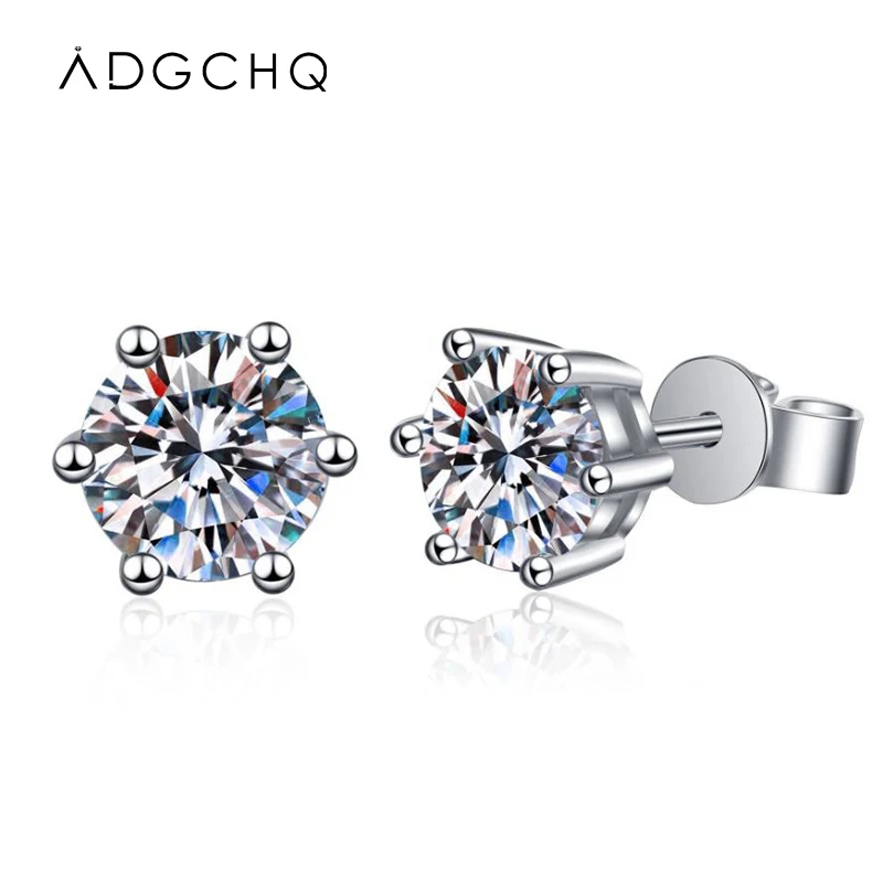 

925 Silver 0.2-4Ct Moissanite Diamond Earrings for Women Classic Six-Claw Moissanite Studs GRA Certificate Jewelry Gift Birthday
