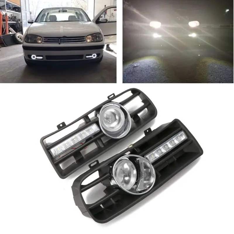 

One Pair Front Lower Side Bumper Grille With LED Fog Light & DRL Light