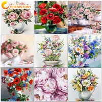 chenistory oil painting by number pattern kits handpainted diy picture by number flower home decoration drawing on canvas gift