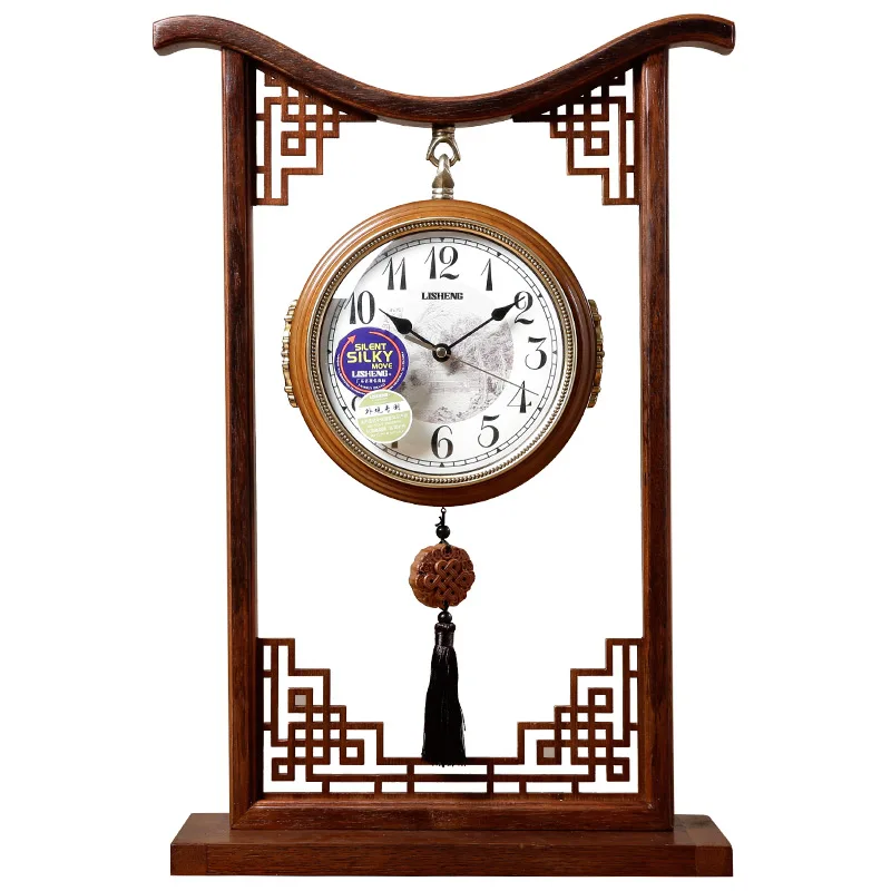 

Chinese-Style Solid Wood Double-Sided Clock Desktop Pendulum Clock Display Ancient Clock Clock Old-Fashioned Home Living Room