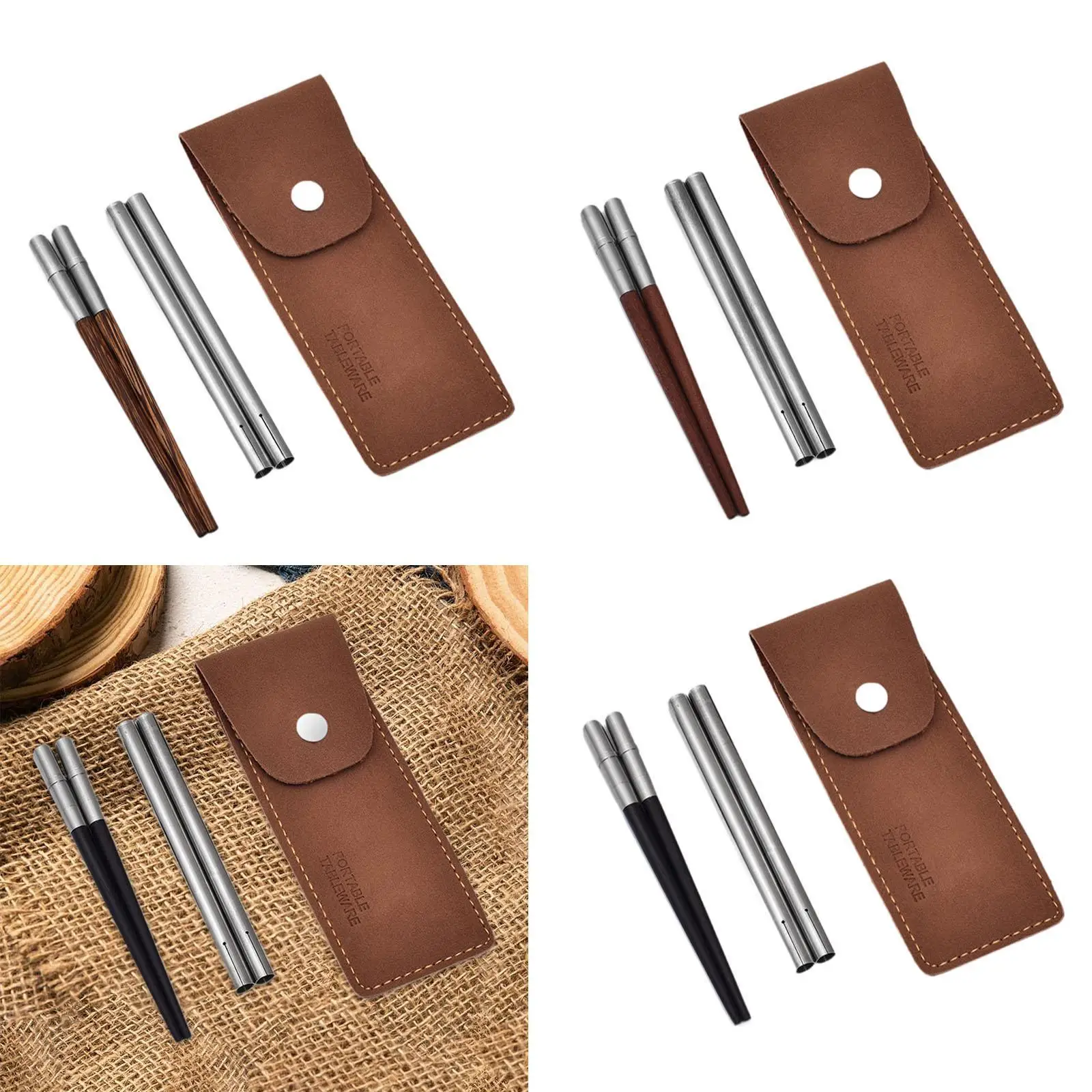 Hashis de Madeira Portáteis Leves e Versáteis com Bolsa de Armazenamento para Exterior