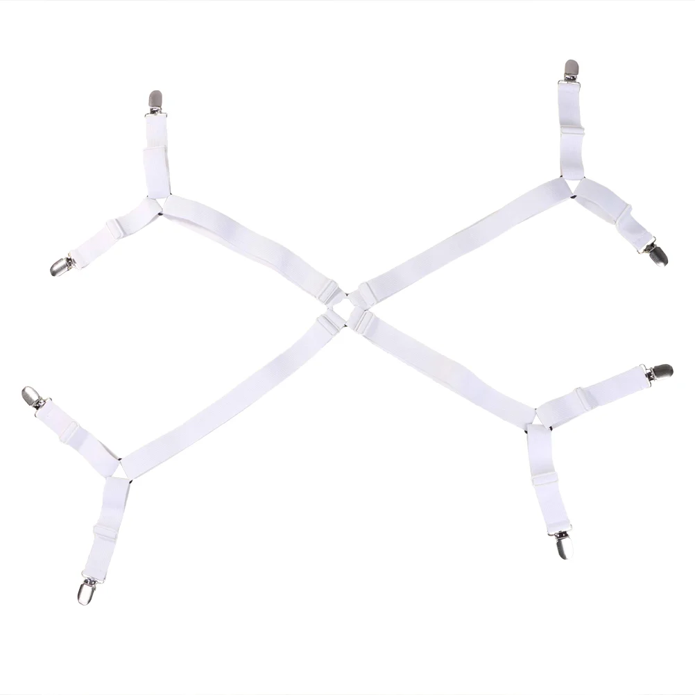

Sheet Bed Suspenders Adjustable Crisscross Fitted Sheet Band Straps Grippers Mattress Pad Duvet Cover Bed Sheet Corner Holder