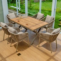 nordic high end outdoor courtyard table and chair combination garden homestay terrace villa anticorrosive wood plastic wood