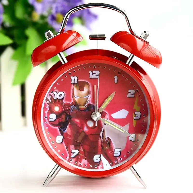 

Disney Frozen Iron Man Captain America Avengers Marvel Cartoon Children Student Alarm Clock Mute Metal Loud Bell