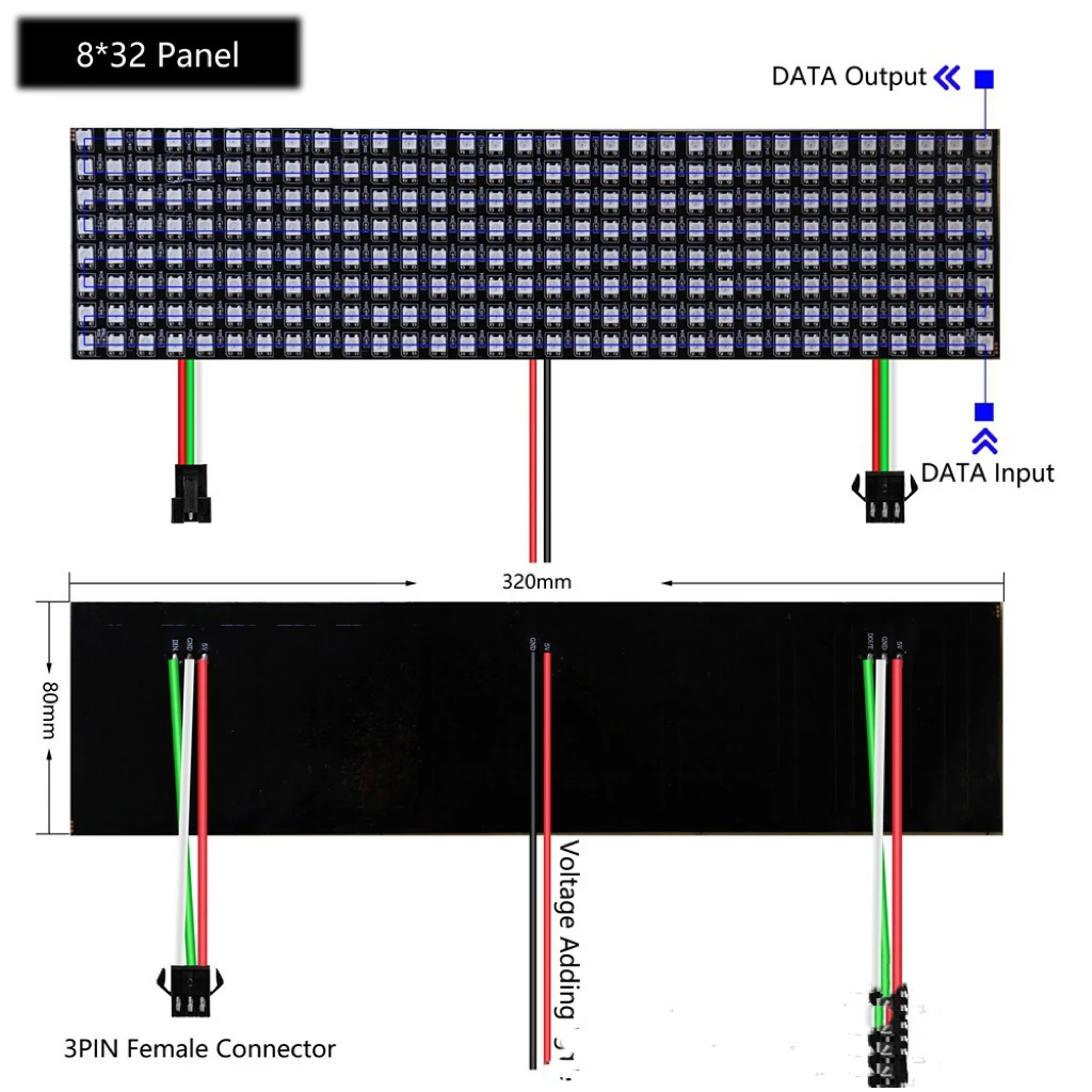 Фото Светодиодный гибкий полноцветный пиксельный экран ws2812b SK6812 точечная матрица rgb экран мягкий экран 8x8 8x32 16*16 №4
