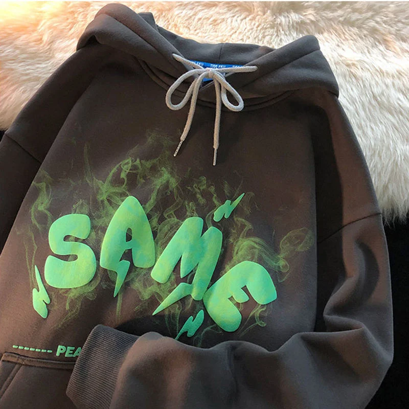 Женский свитшот с капюшоном винтажный пуловер большого размера длинным рукавом