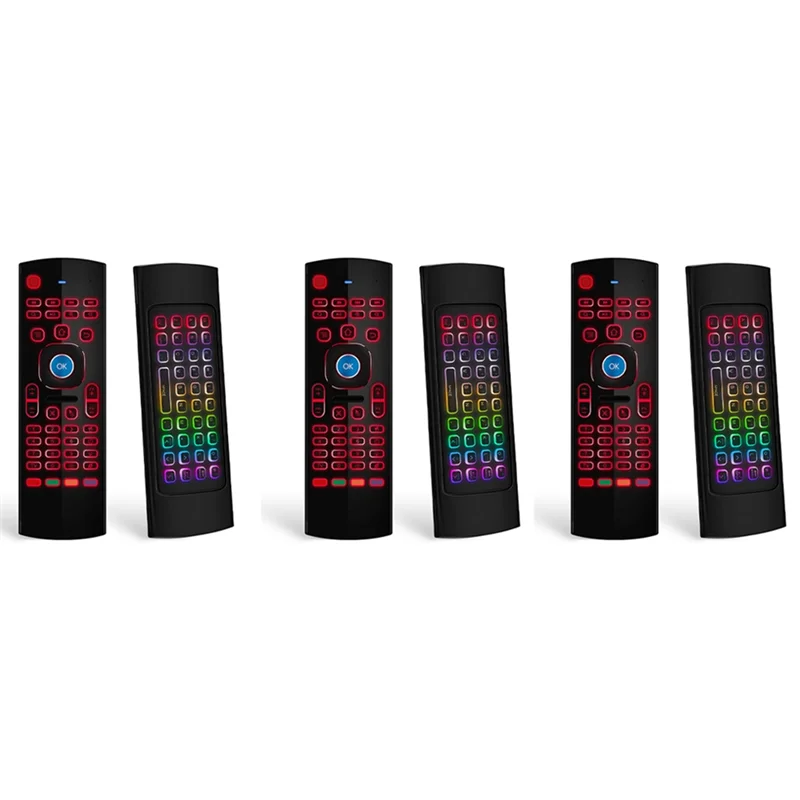 

3X Air Mouse для Android Tv Box, Мини Беспроводная клавиатура Air Remote Mouse с RGB подсветкой MX3 Pro IR Learning