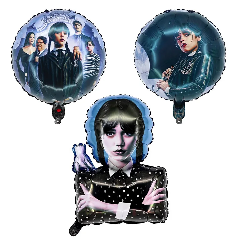 

10/20/50pcs Cartoon The Movie Wednesday Addams Foil Helium Balloon Birthday Party Decoration Baby Shower Kids Toys Supplies