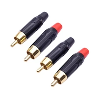4pcs rca male connector gold plating audio adapter blackred pigtail speaker plug for 7mm cable