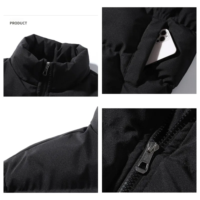 Winter Jacket Parkas Men Thick Warm Coat  Men's Stand Collar Jackets Solid Color Parka Coat Women Fashion Brand New Streetwear
