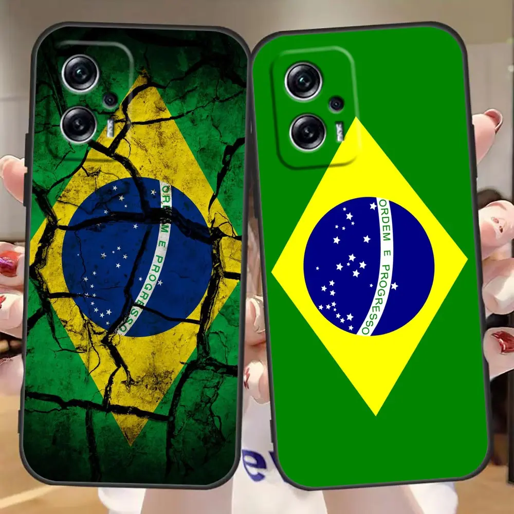 

Phone Case For Redmi Note 11 10 9T 9S 9 8T 8 7 6 5 5A 12 A1 GO Pro Aprime 5G 4G Black Soft Silicone Fundas Capa Flag Of Brazil