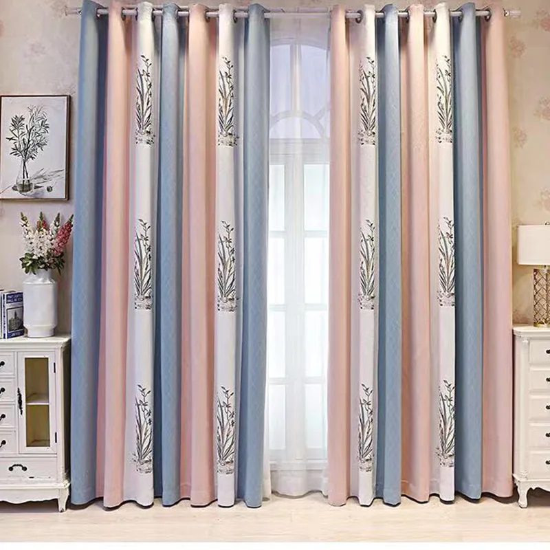 

Curtains for Living Dining Room Bedroom Simple Seamless Splicing Full Blackout Thickened Curtains